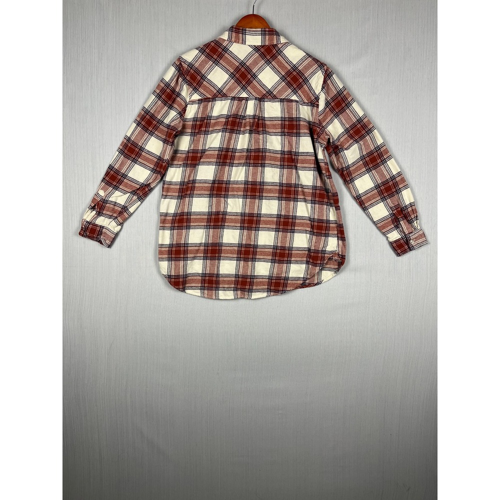 GAP Flannel Womens M Red‎ White Plaid Shirt Long Sleeve Casual Cabincore - Picture 5 of 9